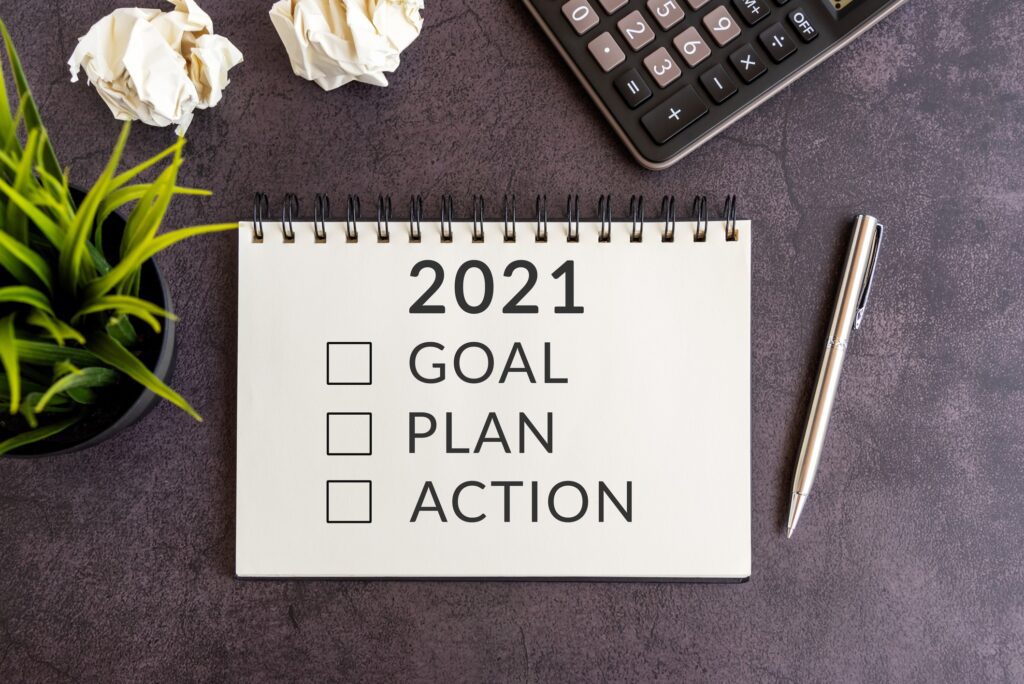 2021, Goal, Plan, Action, notepad, Plant, Pencil