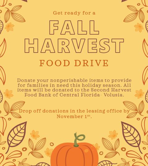 fall harvest food drive at enclave at 3230